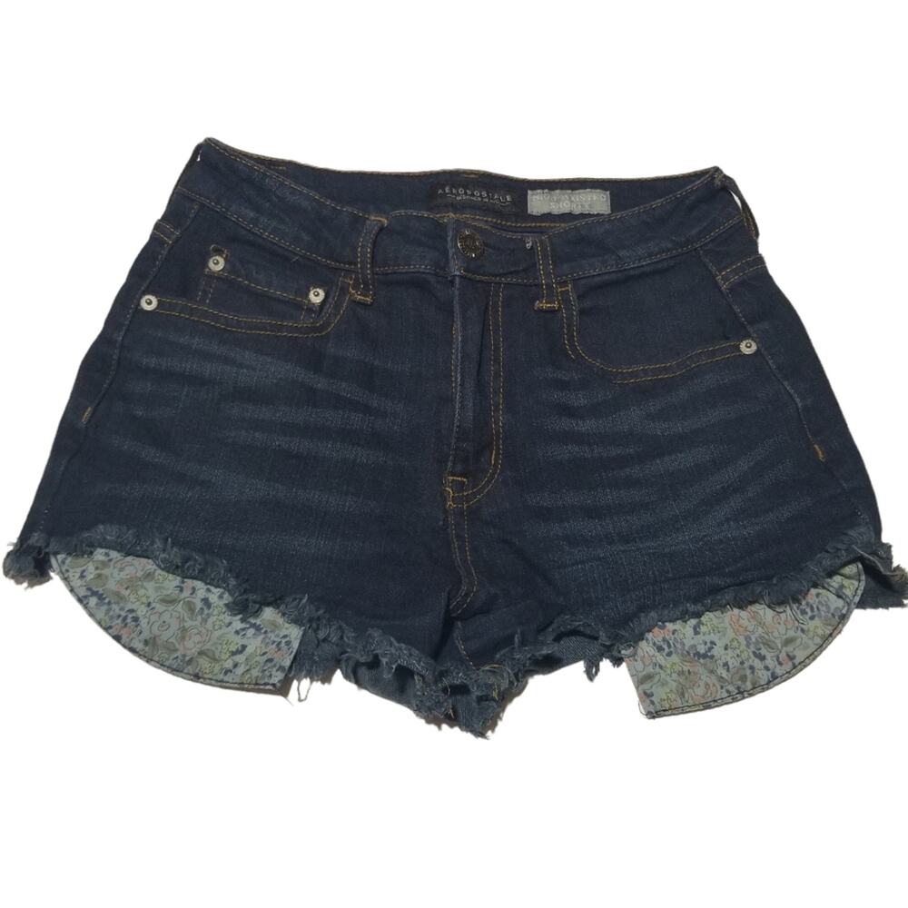 Aeropostale Shorts 4 High Waisted Shortie Shorty Denim - Picture 1 of 5